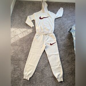 Nike Beige Tracksuit with Maroon Swoosh